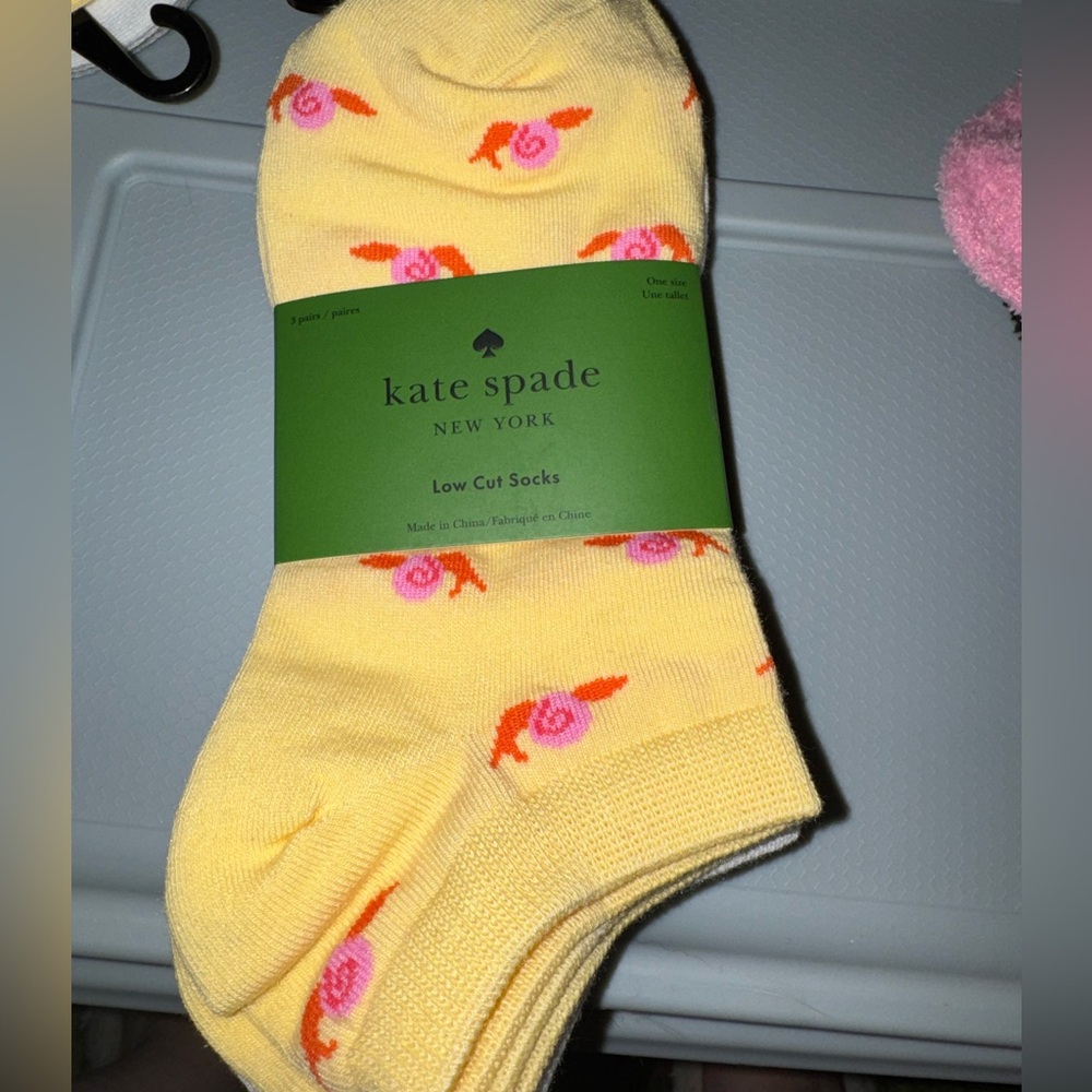 kate spade Yellow Floral Low-Cut Socks with Pink & Orange Accents